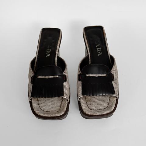 VINTAGE PRADA SS 1999 CANVAS HEELS