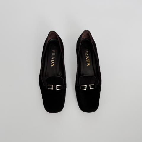 VINTAGE PRADA 1996 FUR LEATHER LOAFERS