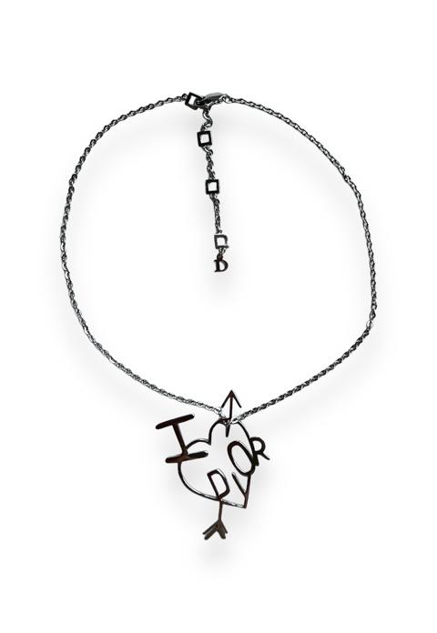 VINTAGE DIOR NECKLACE I LOVE DIOR HEART AND ARROW SILVER gallery