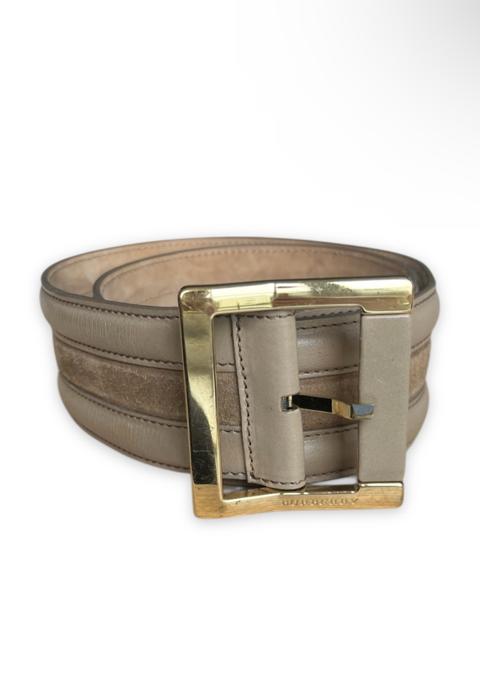 BURBERRY KESWICK BELT BEIGE LEATHER SUEDE CHUNKY STATEMENT  gallery