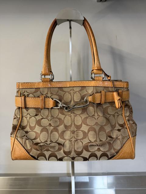 COACH BEIGE TOTE BAG MEDIUM WITH ORANGE DETAILS