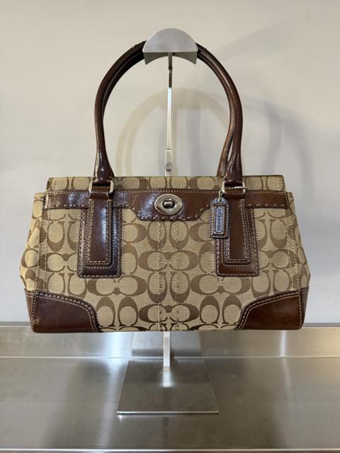 COACH BEIGE TOTE BAG WITH BROWN DETAILS