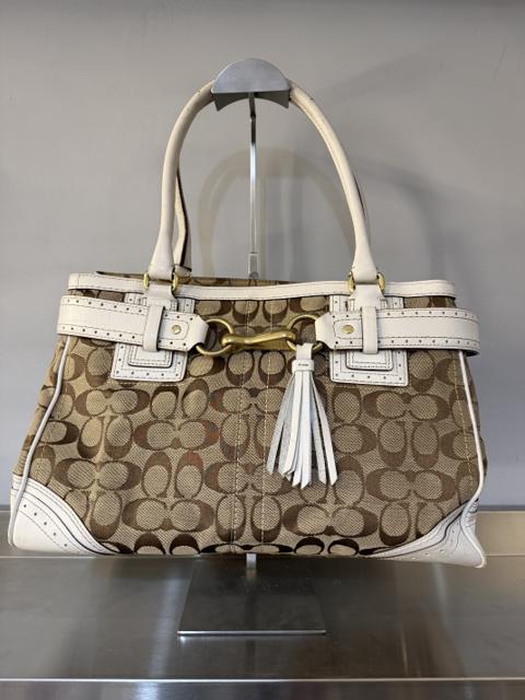 COACH BEIGE TOTE BAG WITH WHITE DETAILS