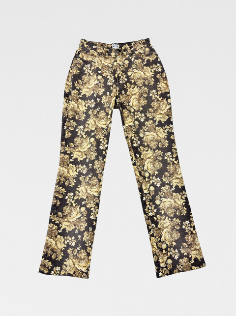 Cavalli Jeans Vintage Gold Floral Print Denim (Size XS–S). NEW gallery