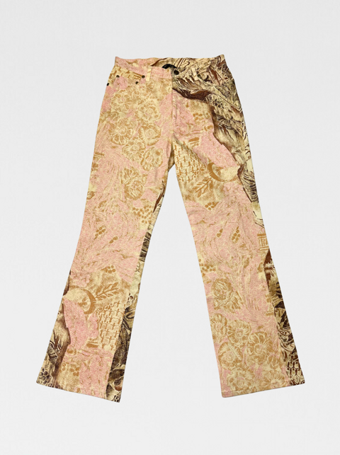 Roberto Cavalli F/W2001 Pink & Gold Baroque Print Pants (Size L). NEW gallery