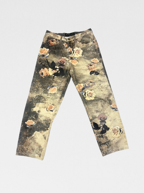 Roberto Cavalli Vintage Rose Print Jeans (Size Large). NEW gallery