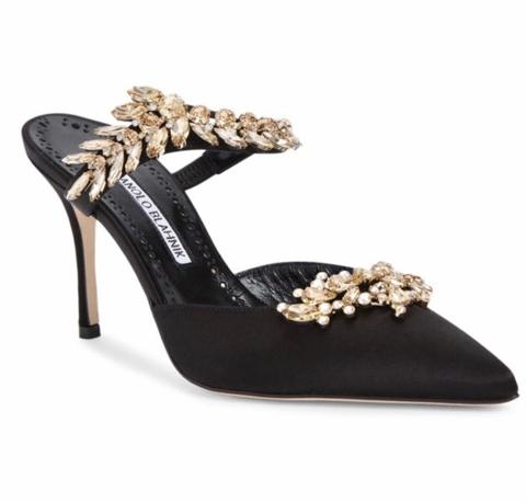 Manolo Blahnik Lurum Mules - Black Satin