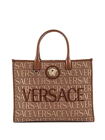 Versace Allover Medusa Tote Printed Jacquard Canvas Large
