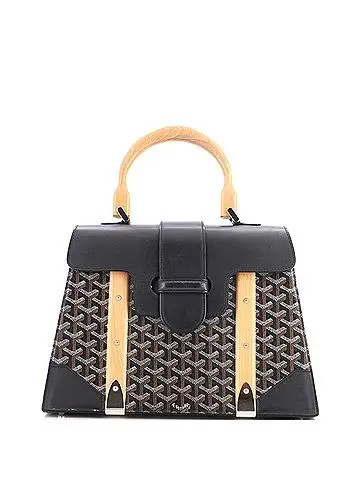 Goyard Saigon Top Handle Bag Coated Canvas with Leather MM