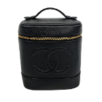 Black Leather Chanel Cosmetic Pouch