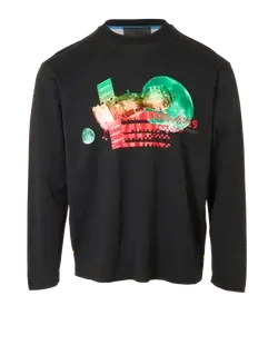 Prada Graphic T-shirt, Mens, Cotton, Black, Sz XL 2*