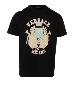 Versace Royal Rebellion T-Shirt, Cotton, Black, Cotton, Mens M, 2*