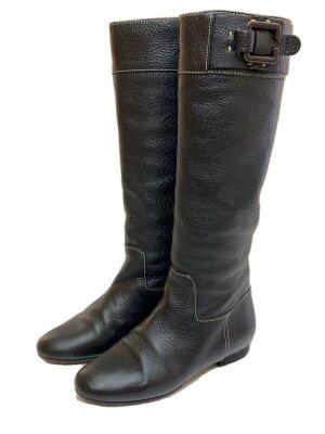 ロングブーツ/37.5/BLK/レザー/CH16021