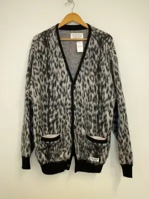 カーディガン/L/モヘア/PNK/アニマル/LEOPARD MOHAIR KNIT JAQUARD CARDIGAN