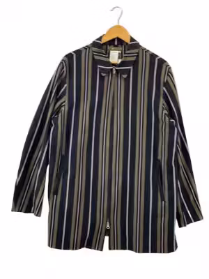 zipジャケット/3/コットン/BLK/KHK/ストライプ/ML-T22-080//