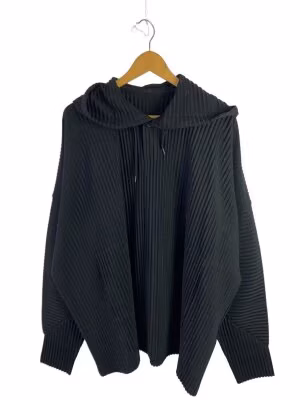 Pleated Drawstring hoodie/パーカー/4/ポリエステル/BLK/無地/hp38jk127