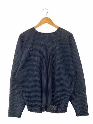 LIGHT MESH/プリーツTシャツ/長袖Tシャツ/HP41JK190/ポリエステル/ブラック