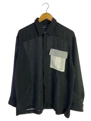 Pocket Design Long Sleeve Shirt/3/--/BLK/ME88-FJ054