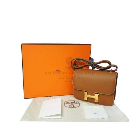 BRAND NEW ! Hermes Constance Mini 18 Gold Epsom Gold Hardware B Stamp BMS643IH