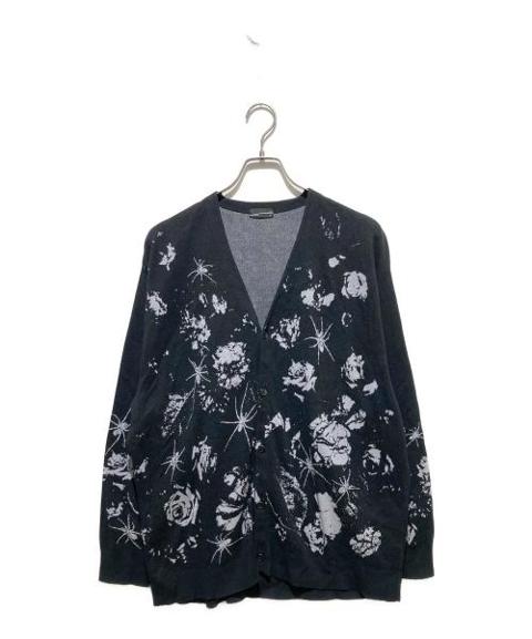 LAD MUSICIANラッドミュージシャン）の古着「HIGH GAUGE FLOWER KNIT CARDIGAN」｜ブラック