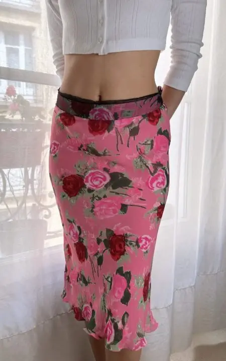 Vintage Blumarine S/S 1999 Silk Rose Skirt