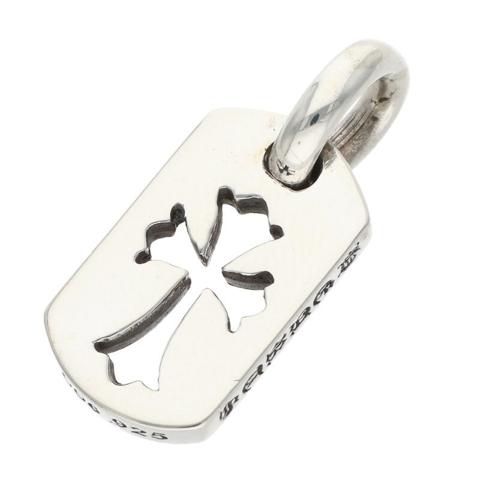 クロムハーツ DT TNY CO CRS タイニーカットアウトクロスドッグタグ チャーム シルバーネックレストップ 中古 OS06