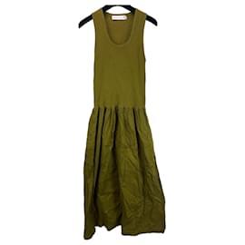 Proenza Schouler White Label Ribbed Knit Midi Dress Green