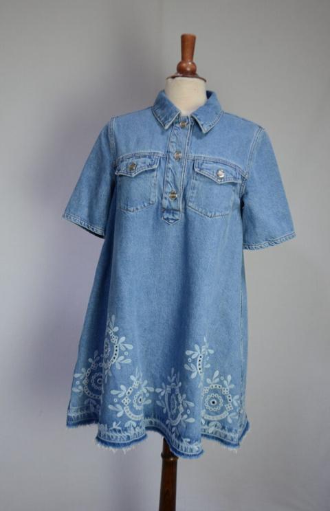 Ganni broderie anglaise denim dress
