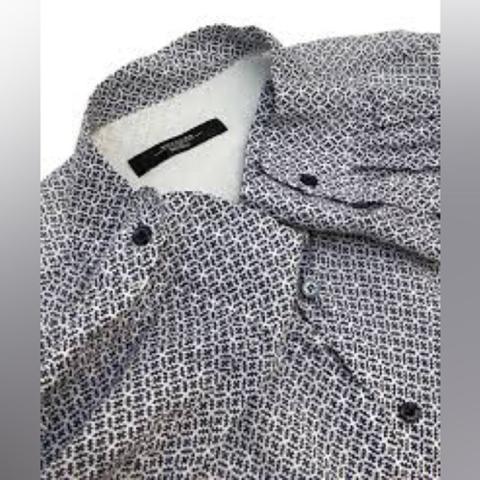 MaxMara Weekend Printed Button Down Shirt in Navy White Medium