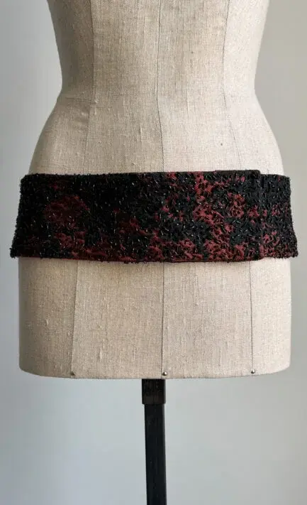DOLCE & GABBANA 1999 Black & Red Beaded Wide Belt (M)