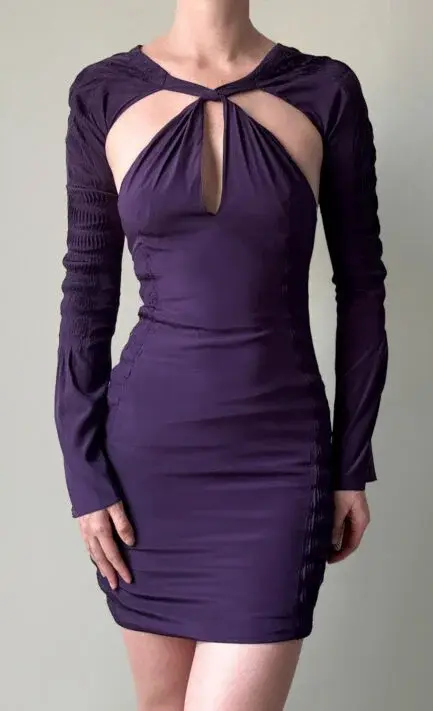 GUCCI 1998 Purple Silk Keyhole Mini Dress (XS-S)