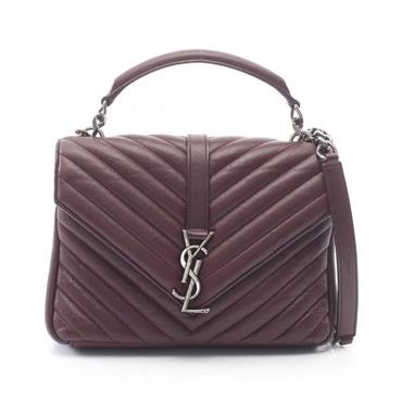 SAINT LAURENT PARIS College Shoulder Crossbody Handbag 428056 leather Used