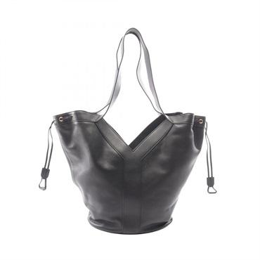 SAINT LAURENT PARIS Y Hobo Drawstring Tote Shoulder Bag leather Black Used Women