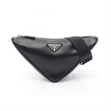 PRADA Triangle Shoulder Crossbody Bag 2VH155 leather Black Used Women