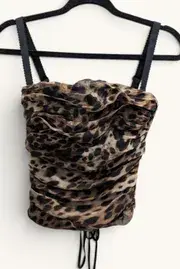 Dolce & Gabbana x SKIMS Romance Corset Leopard XS NWT Mesh Lace Up Top