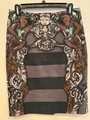Prada Spring 2011 "Minimal Baroque" Cherub & Monkey Print Pencil Skirt