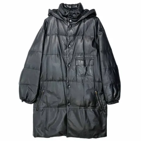 Oversized Goose Down Leather Puffer Parka