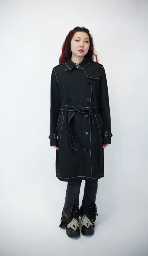 Burberry Black Double Breasted Trench Coat