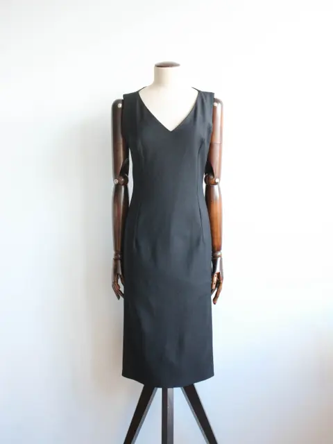 John Galliano A/W02 Black Wool Sheath Dress