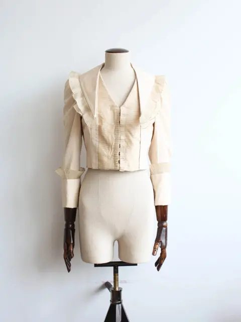 Alexander McQueen S/S07 'Sarabande' Cream Ruffled Silk Moire Jacket