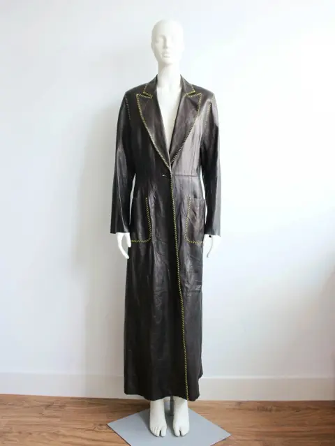 Givenchy by Alexander McQueen S/S00 Black Leather Maxi Coat