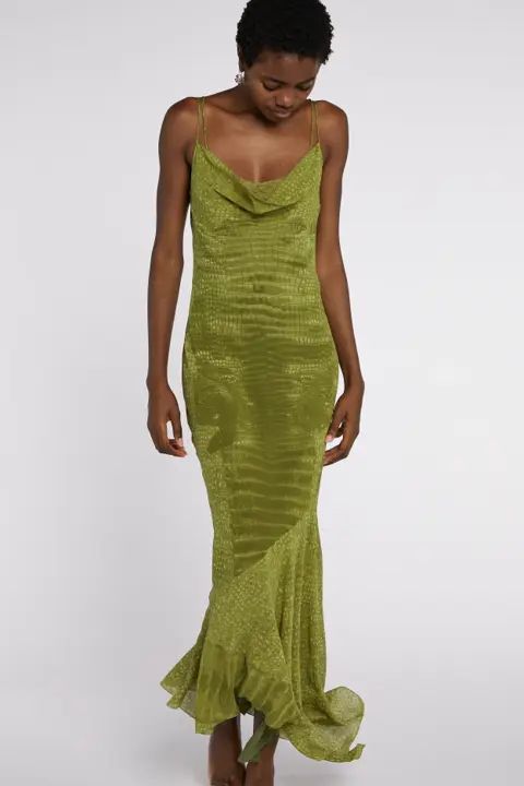 John Galliano Bias Cut Chiffon Snake Print Slip Dress A/W 2000