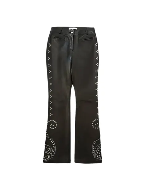 Christian Dior by John Galliano 2003 Leather Embellished Flare Pants
