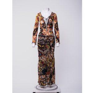 Jean Paul Gaultier FW2003 Butterfly Print Mesh Two-Piece Set