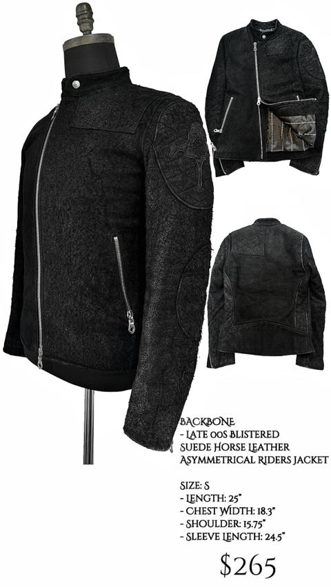 Backbone - Early 00s Blister Suede Horse Leather Asymetrical Riders Jacket gallery