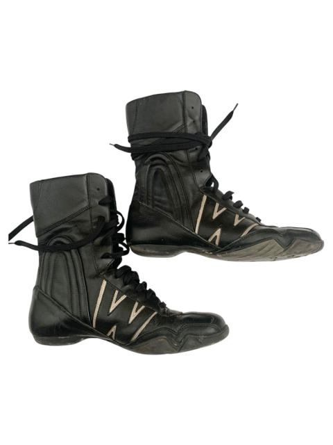 90s Walter van Beirendonck black leather boxing boots