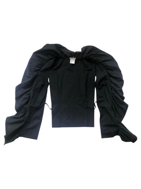 Marc Le Bihan asymmetrical ruffled black cotton vest