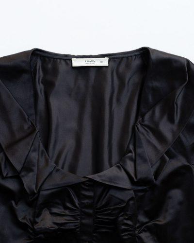 Prada 2000s Black Silk Satin Blouse