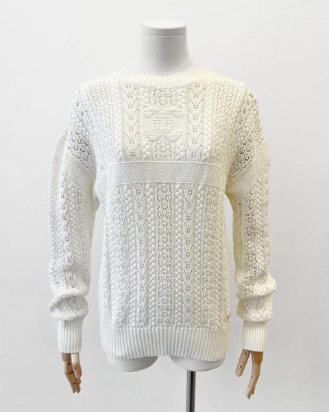 Chanel ivory cotton knit long sleeve sweater