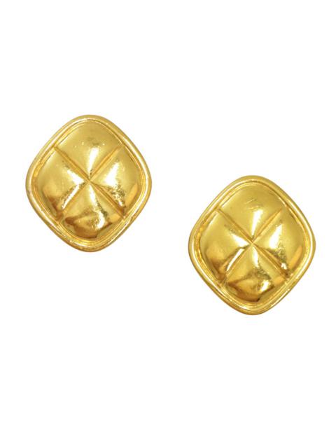 Chanel Quilted Gold-Tone Metal Clip-On Earrings, Vintage